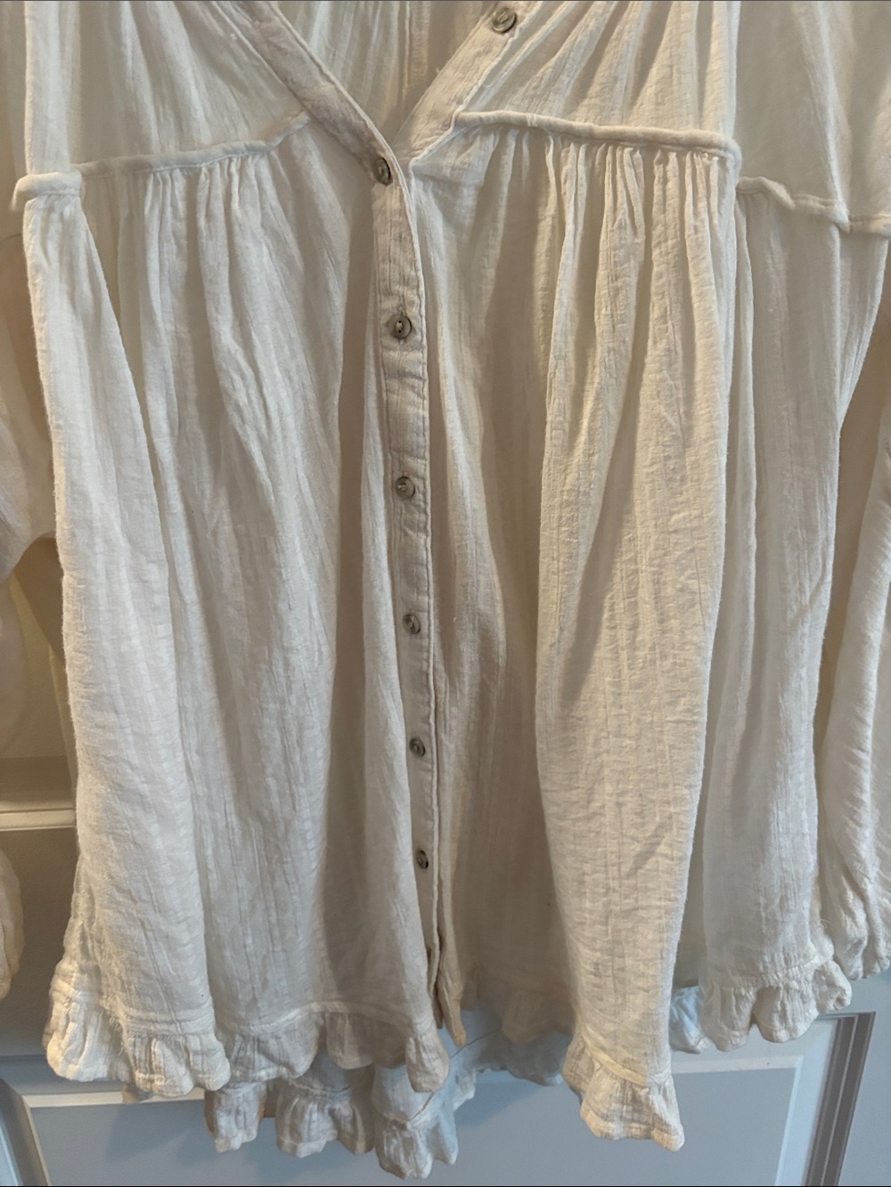 American Eagle Outfitters Boho Button-Front Peasant Blouse - Cream - Picture 3 of 4